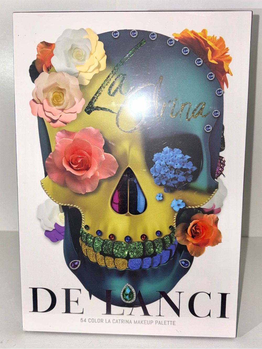 De'Lanci La Catrina 54-Color Makeup Palette - Colorful Skull Artwork